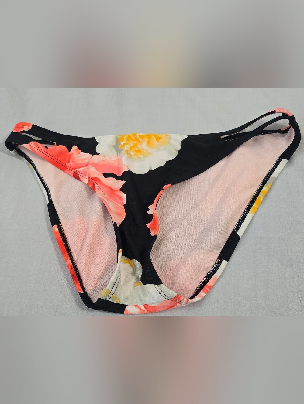 Gianni Bini Black Floral Tank Top with Pink and Yellow Blooms